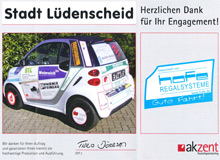 Untersttzung eines emissionsfreien Dienstfahrzeug der Stadt Ldenscheid