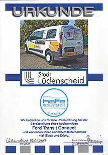 Sponsoring des Fahrzeuges fr die Ldenscheider Kinder- und Jugendarbeit.